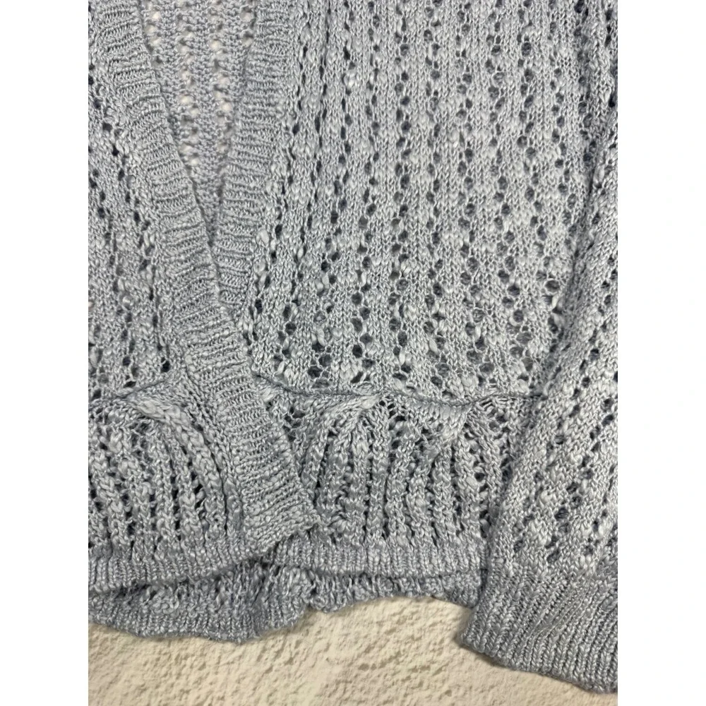 LC Lauren Conrad Women XL Light Blue Open Knit Crochet Ruffle Cardigan WL32S005R